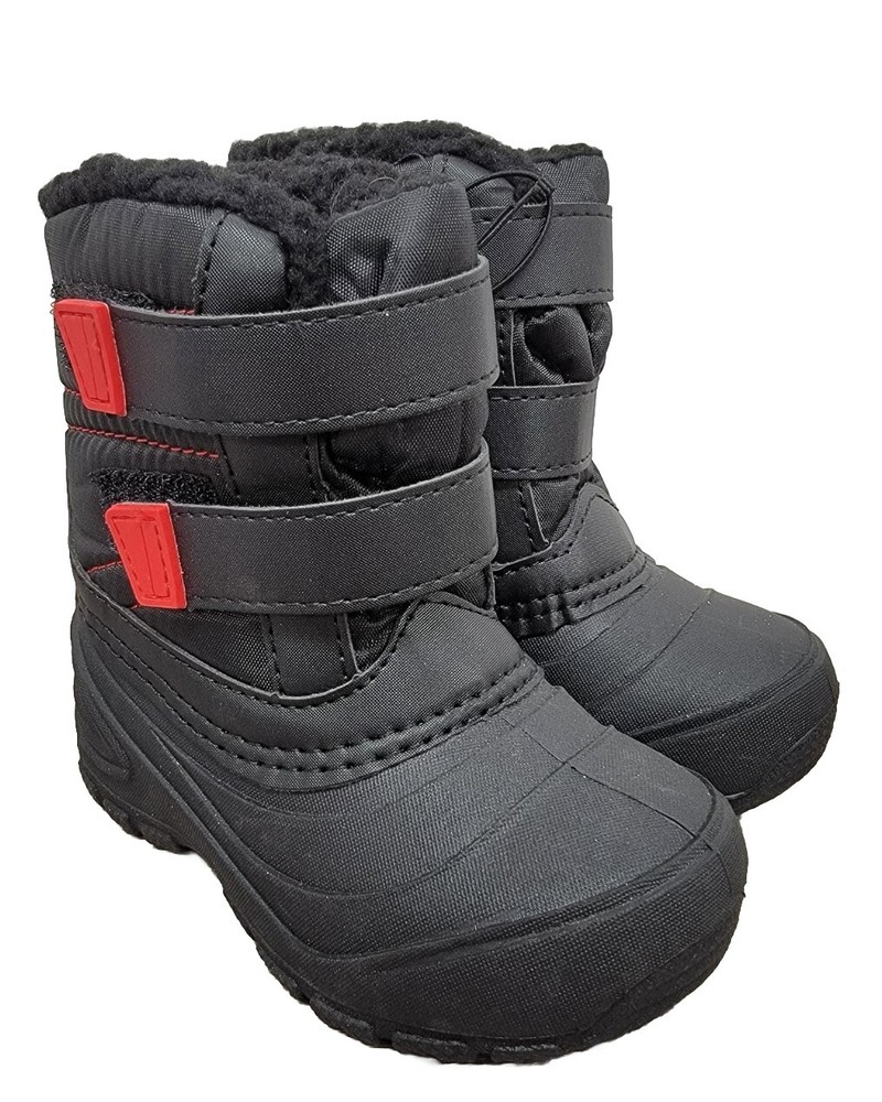 WONDER NATION Black Rain Snow Boots Non-slip Hook & Loop Closure Toddler Sz: 8