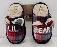 Dearfoams Lil Bear kids Size 9-10 Navy Plaid memory foam NEW