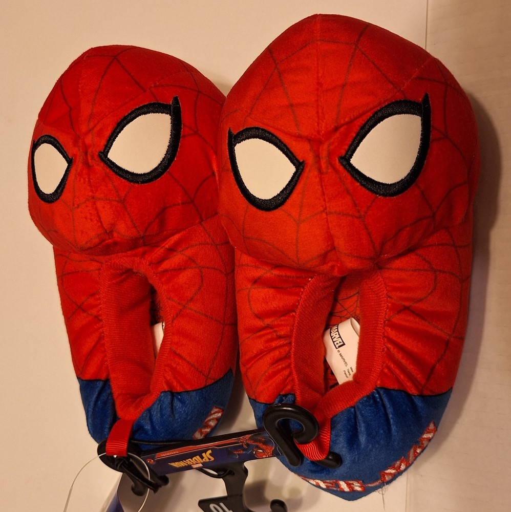 Official Licensed Marvel SpiderMan Plush House Slippers Children’s Size 9/10 NWT