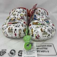 NEW SIZE J6 CROCS KIDS PEANUTS CLASSIC CLOG 208630-94S WHITE/MULTI RARE