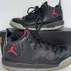 Jordan Air Courtside Youth Size 4Y Black Red Leather Athletic Basketball Shoes