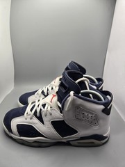 Nike Air Jordan VI 6 Retro 2012 Olympic White Navy Blue, 384665-130 7Y