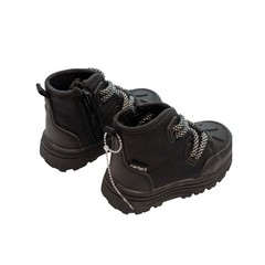 Carters Kids Toddler Black High Top Boots Side Zip Lug Sole Shoes Size 5