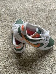 Nike Dunk Low GS 5Y White/Green/Orange Leather Low Top Sneakers DN2489-300