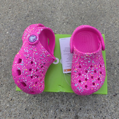 Crocs Classic Clog Kids Pink Multicolor Speckled Slip-On Shoes US 6