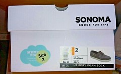 Boy’s Sonoma Boating/Deck Grey Shoes Size 2 with laces & Memory Foam