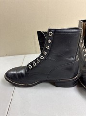 Justin Junior Boots Size 4.5 D Black Leather Western Witchy Goth Lace Roper 506Y