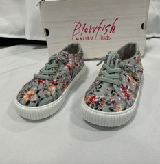 Size 10 Kids Blowfish Fruit TDPR 0096037-3 Lace Up Floral Gray Sneaker Shoes