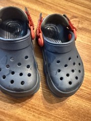 Crocs Classic All Terrain Kids Size C8 Blue & Red Slip On Clogs