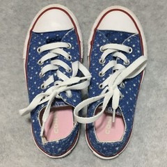 Converse All Star Chuck Taylor Low Top Double Tongue Kids Size 12 Blue with Dots