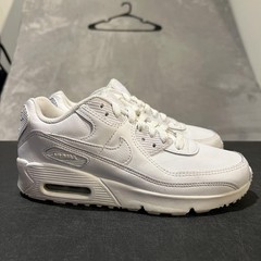Nike Air Max 90 Recraft Shoes Youth Size 5.5Y Triple White Leather CD6864-100