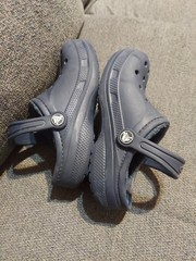 Crocs Dual Comfort Clogs Junior Big Kid 12 Faux Fur Lined Classic Blue Summer