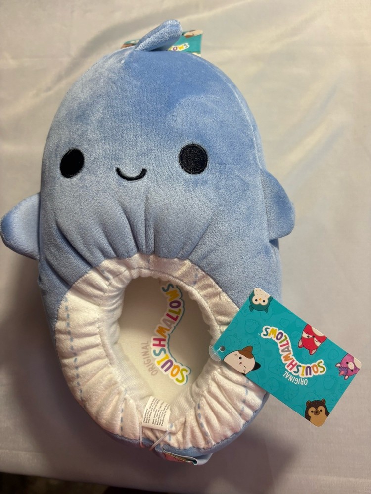 Original Squishmallow Samir the Whale Plush Slippers Kids Size 4/5 NEW