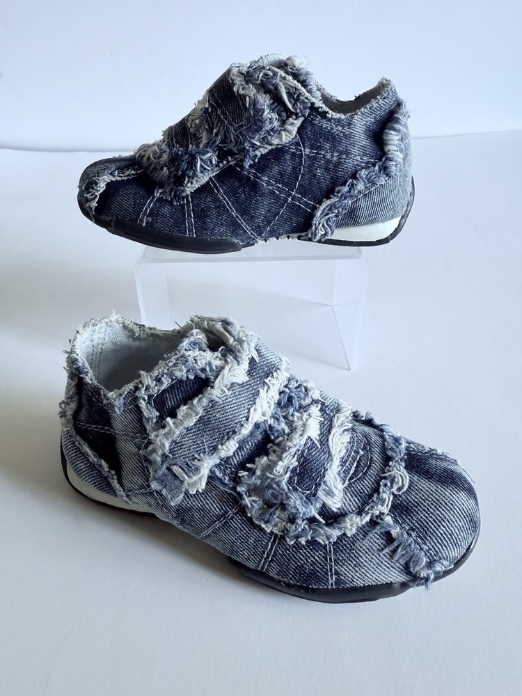 Little Laundry Kids Kadie Blue Distressed Denim Sneakers Size 10 Designer New