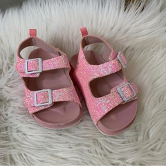 First Steps Glittery Pink Kids Sandals Size 6