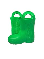 Crocs Boots Kids Size C9 Green Handle It Rain Waterproof Pull Handles Outdoor
