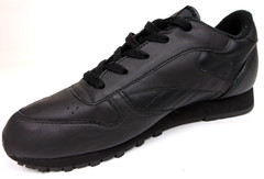 Reebok Classic Black Leather Sneakers Youth Kids Shoes Size 5.5 M, Lace Up