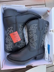 Deer Stags Unisex Kids Western Black Faux Leather Pull-On Mid-Calf Boot 11M
