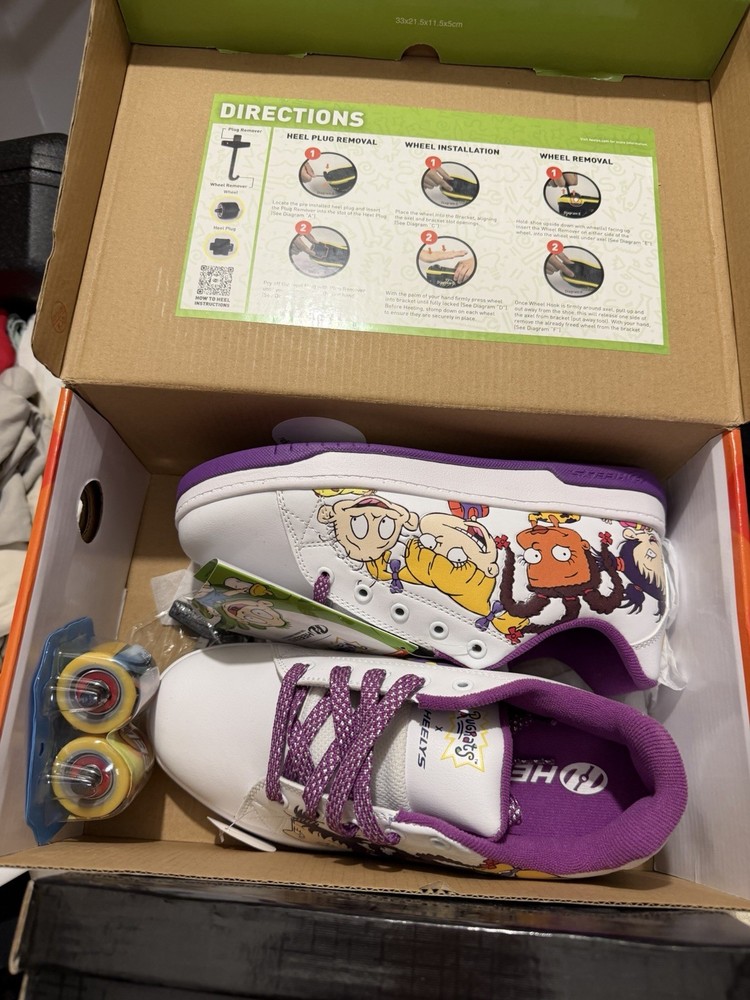 Heelys Rugrats Nickelodeon Wheeled Sneakers White Purple Unisex Kids Size 3