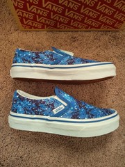 VANS Galactic Glow Classic Slip Ons US KIDS 1.0 Blue Black Space Theme Shoes