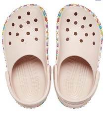 Crocs Kid’s Beaded Band Clog – Multicolor Beads + Daisy Flower Charms – Size J5