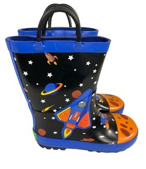 Rainbow Daze Outer Space Rainboots Sz 11/12 Pull On Galaxy Waterproof Shoe