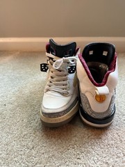 Size 7Y (GS) – Jordan Spizike Mid White/Red/Yellow Cement 2007 Youth