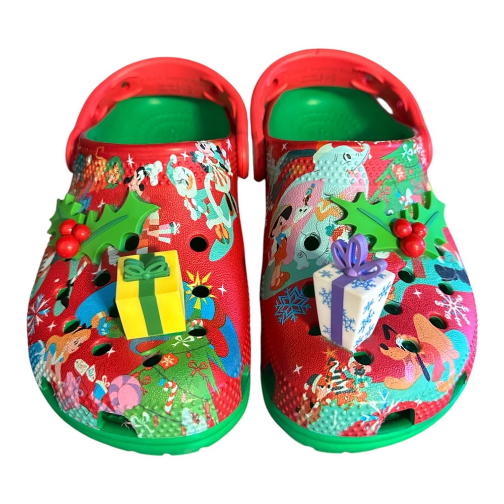 Disney ❤️💚Mickey Mouse & Friends Crocs Christmas Holiday Clogs for Kids SZ 12