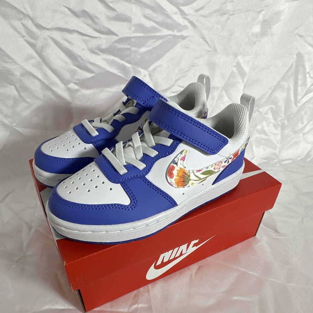 Nike Court Borough Low FL (PS) Sneaker US 11C White/Sapphire/Black IQ0879-100