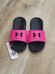 Under Armour Ansa Fixed Pink Black Slide Sandal Shoes Size 1.5 NWT