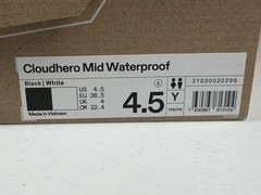 On Cloudhero Mid Waterproof Mid Top Unisex Kids Sneakers Black White US 4.5Y