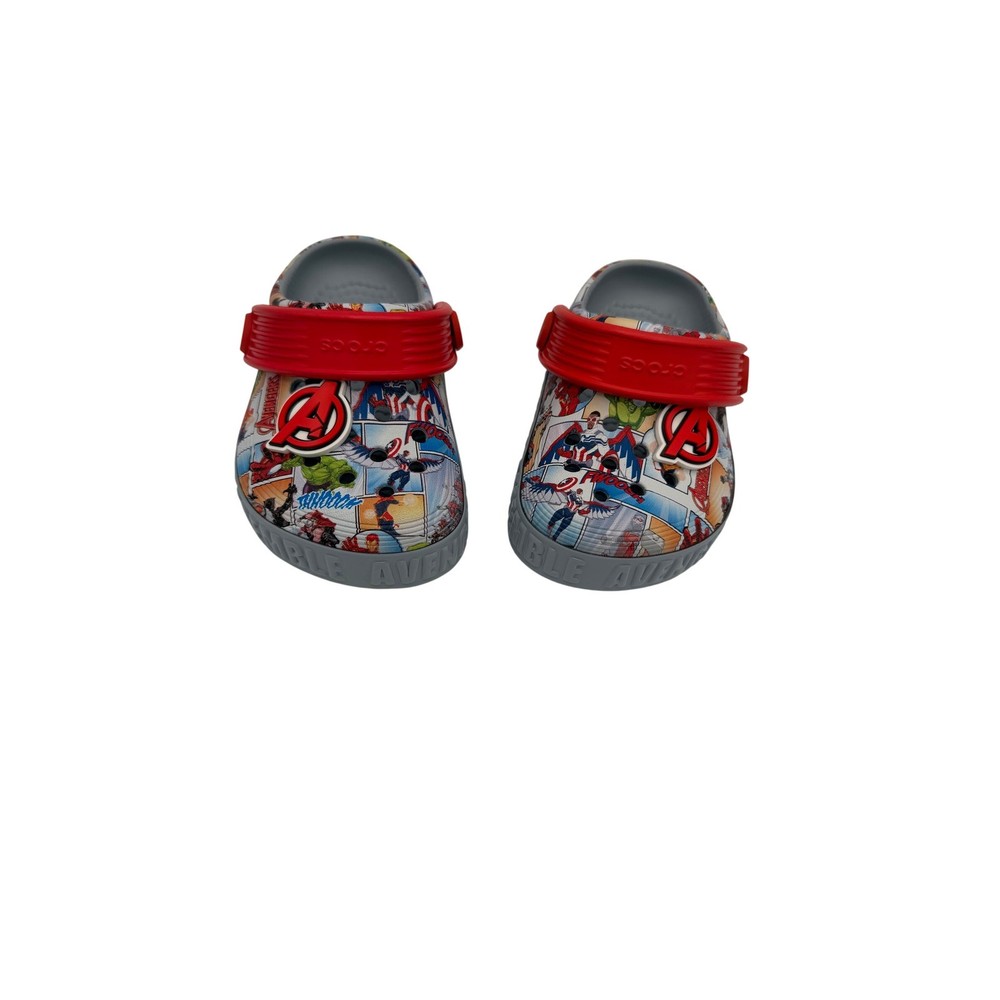 Crocs Marvel Avengers Assemble Clogs Kids Size 6 Grey Red Superhero Hulk Captain