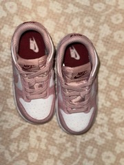 Nike Dunk Low HV0929-100 Kids Sneakers Pink White Leather Upper 7C