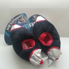 Children’s Slippers Spaceship Rocket Footwear Nighttime Blue Black or Silver BT6