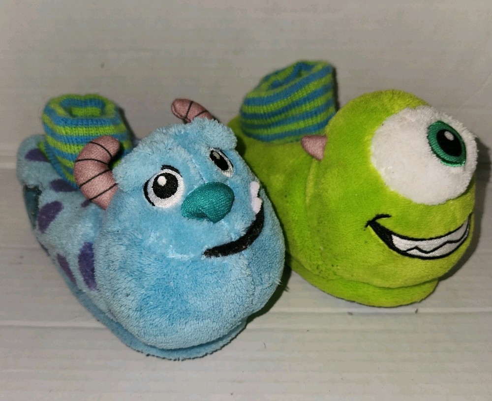 Disney PIXAR Monsters Inc Bootie Slippers 3D Sully & Mike Kid Size 7-8 Non-slip
