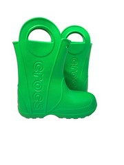 Crocs Boots Kids Size C9 Green Handle It Rain Waterproof Pull Handles Outdoor