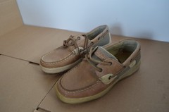 Pre-Owned Sperry Bluefish Youth Unisex Tan Leather Boat Shoes
