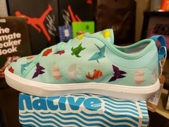 NATIVE Monaco Sky Blue Origami Double Strap Youth Kids Sneakers 3Y US / 34 EUR