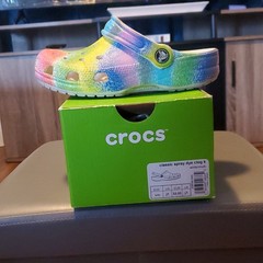 Crocs Classic Spray Dye Clog K Multicolor Tie Dye Unisex Kids Sandal US 1 Rubber