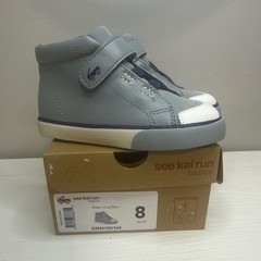 See Kai Run Drew Basics Gray Blue Hook & Loop Sneaker Unisex Kids US 8 EU 24