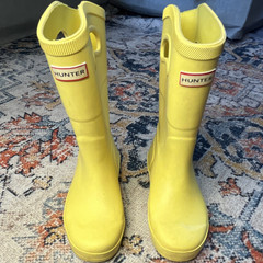 Hunter Original Kids Yellow Waterproof Pull On Rain Boots Unisex Kids US 1