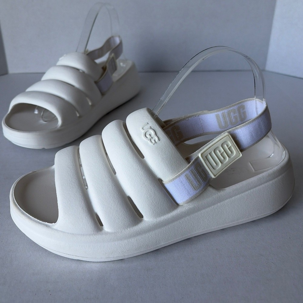 UGG Sport Yeah Kids White Foam Slingback Slide Sandals K6 1129050K