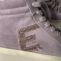 Sam Elderman Trendy Suede Glitter Sneakers, Size 4M, Color Lavender