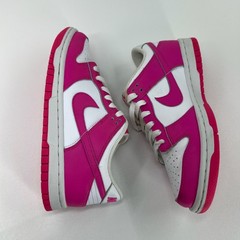 Nike Dunk Low Laser Fuchsia Sneaker Big Kids 4Y Leather Lace Up FB9109-102 Pink