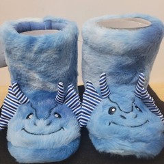 BLUE DRAGON SLIPPERS Little Kids Size 7-8 TOTES Toasties Washable w/Rubber Sole