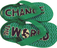Cat & Jack Unisex Kids Flip Flops Size 7-8 Green Multi Color (Change The World)