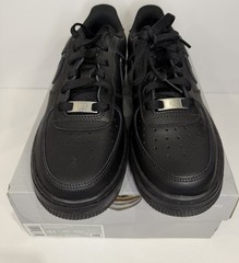 Nike Air Force 1 LE (GS) Black Leather Low Top Lace Up Sneakers US 4.5Y