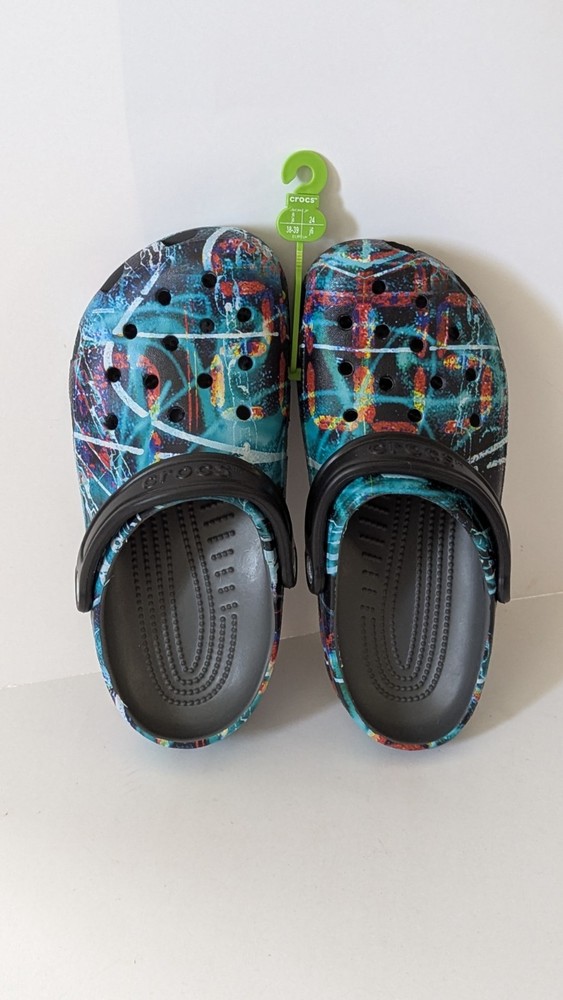 Crocs Classic Clogs Kids Print Graphic Rubber Size Youth 6 Women’s 7.5