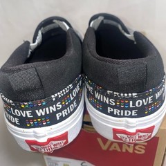 NEW Vans shoes pride asher love rainbow hearts 3 youth glitter kind slip on