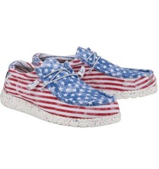 Hey Dude 11 Youth Wally Patriotic USA Stars & Stripes Unisex Loafers-Slip On NIB